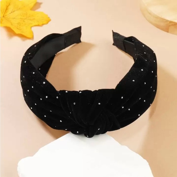NWT Black Velvet Headband with Rhinestones - Picture 2 of 3